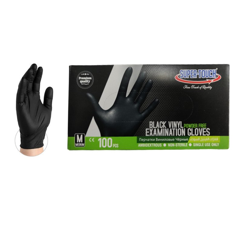 Black Vinyl Gloves Powder Free Medium Smart Packaging Solutions