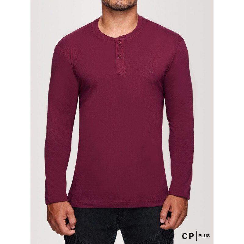 Long Sleeved Maroon Henley 090 CP Clothing