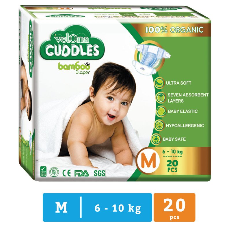 Velona Cuddles Medium Bamboo Diapers 20 Pc Pack Nesh Kids Store