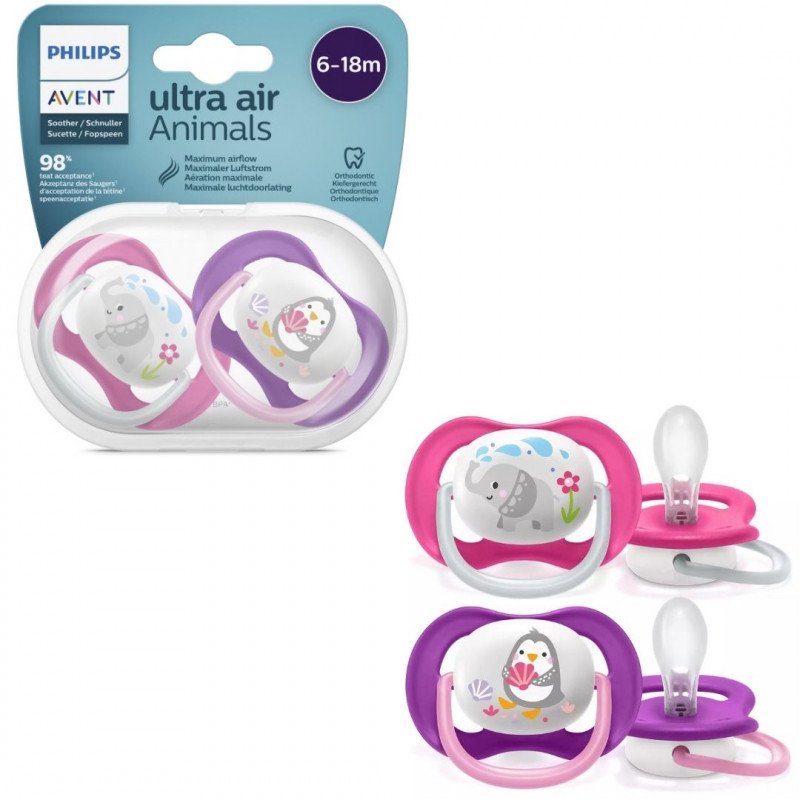 Philips Avent Ultra Air Animals Pacifier 618 months (SCF080/08) Nesh